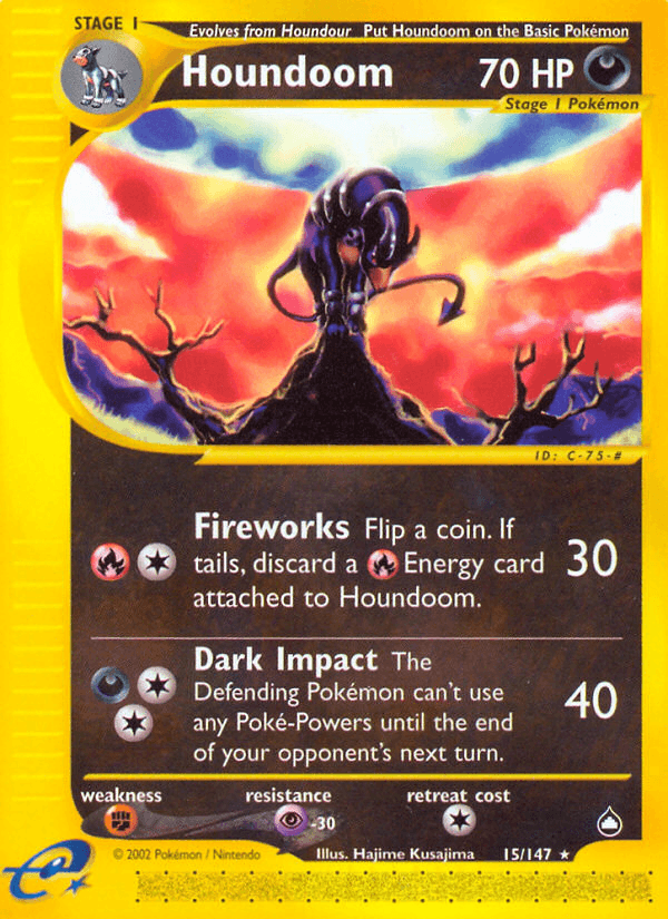 Houndoom (15) — Aquapolis Pokémon TCG card by Hajime Kusajima