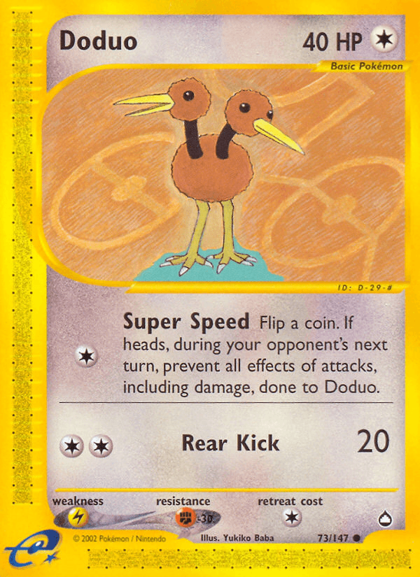 Doduo — Aquapolis Pokémon TCG card by Yukiko Baba
