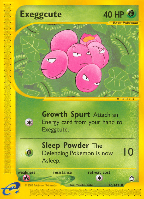 Exeggcute (76) — Aquapolis Pokémon TCG card by Yukiko Baba