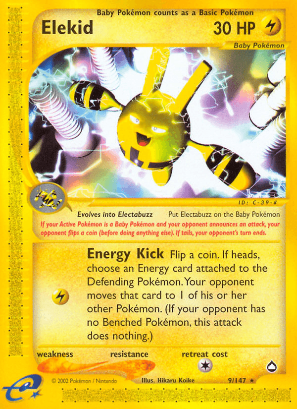 Elekid — Aquapolis Pokémon TCG card by Hikaru Koike