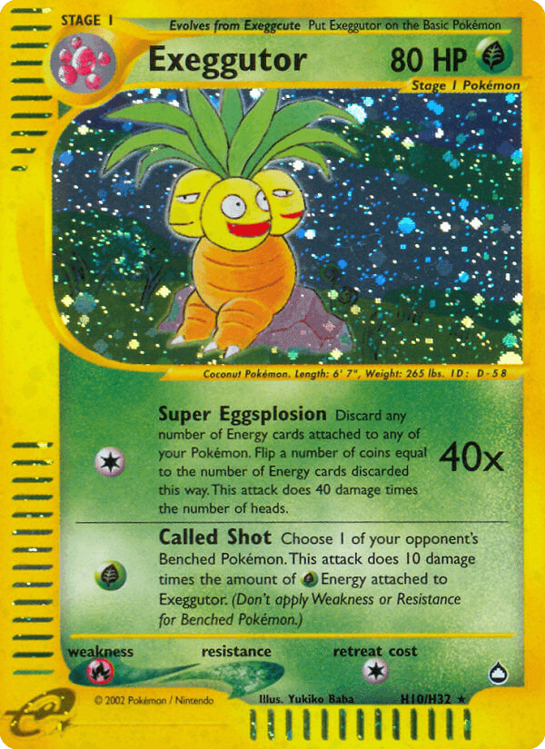 Exeggutor (H10) — Aquapolis Pokémon TCG card by Yukiko Baba