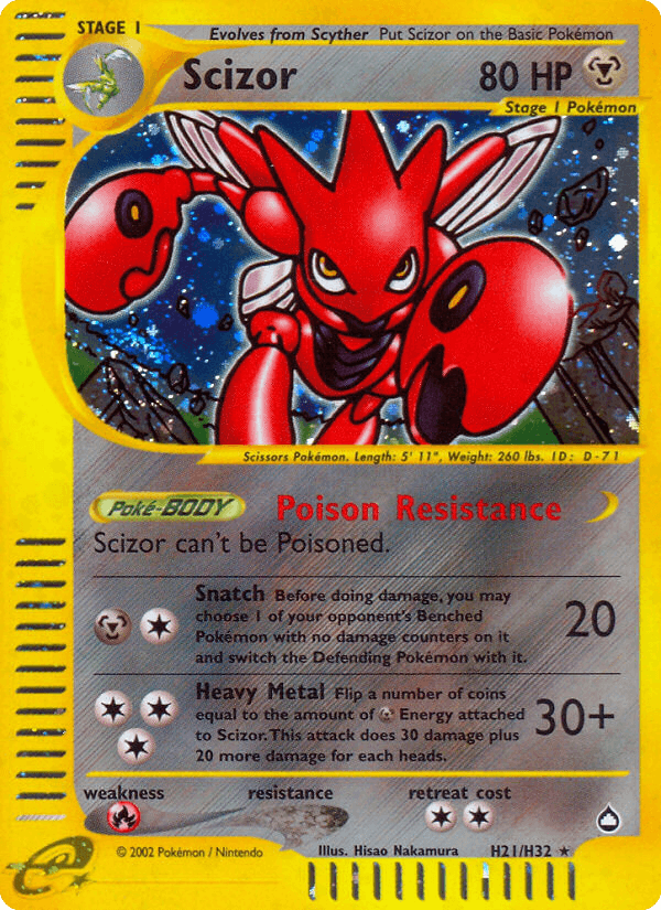 Scizor (H21) — Aquapolis Pokémon TCG card by Hisao Nakamura