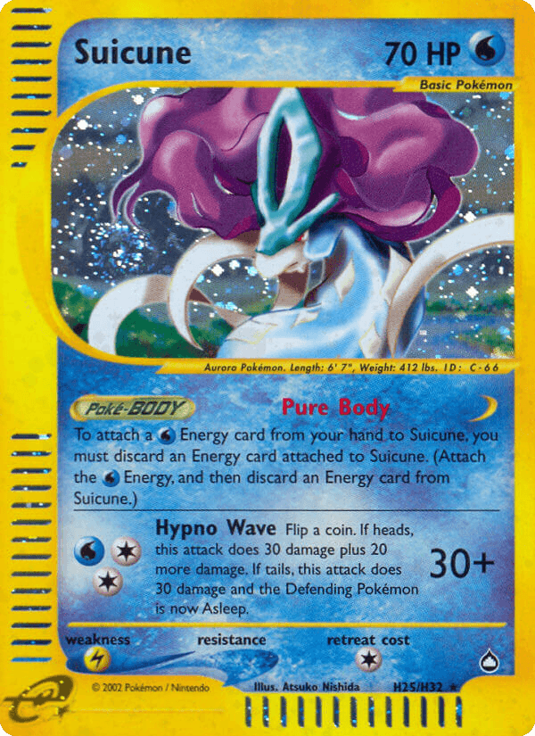 Suicune (H25) — Aquapolis Pokémon TCG card by Atsuko Nishida