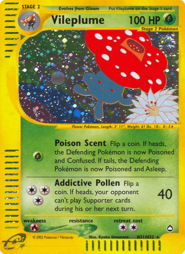 Vileplume (H31) — Aquapolis Pokémon TCG card by Kyoko Umemoto