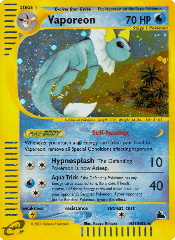Vaporeon (H31) — Skyridge Pokémon TCG card by Naoyo Kimura
