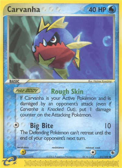 Carvanha — Ruby and Sapphire Pokémon TCG card by Hajime Kusajima