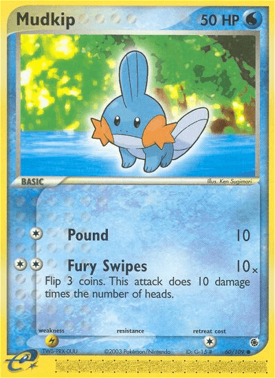Mudkip - 60/109 — Ruby and Sapphire Pokémon TCG card by Ken Sugimori