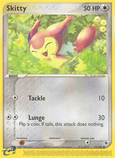 Skitty - 71/109 — Ruby and Sapphire Pokémon TCG card by Atsuko Nishida