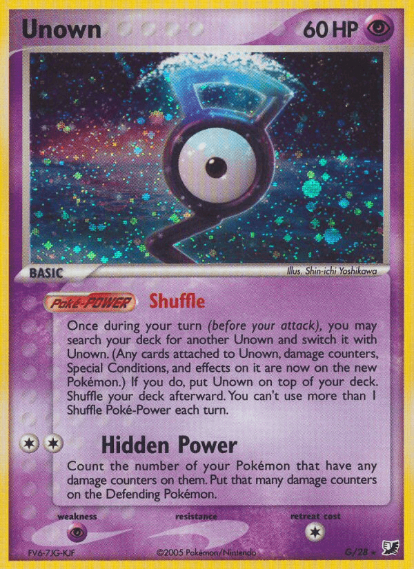 Unown (G) — Unseen Forces Pokémon TCG card by K. Sutton/Whisnant