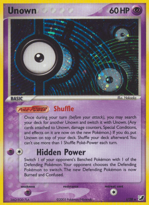 Unown (I) — Unseen Forces Pokémon TCG card by K. Komayama