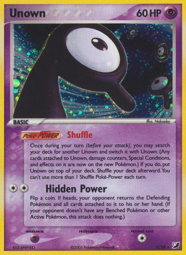 Unown (R) — Unseen Forces Pokémon TCG card by K. Hoshiba
