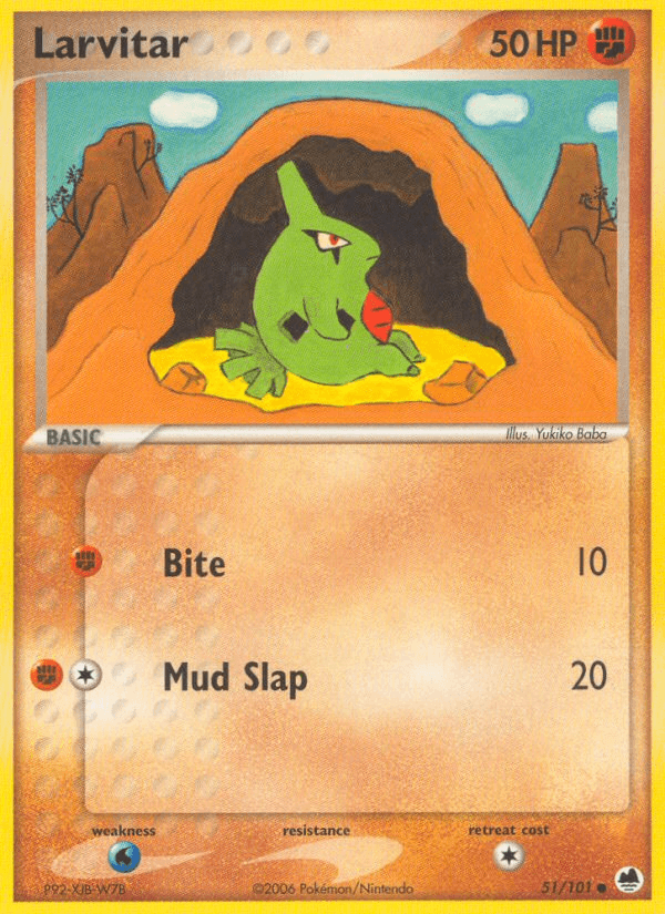 Larvitar — Dragon Frontiers Pokémon TCG card by Yukiko Baba