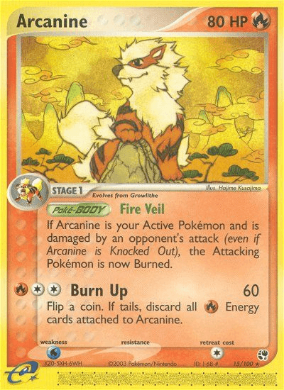 Arcanine — Sandstorm Pokémon TCG card by Hajime Kusajima