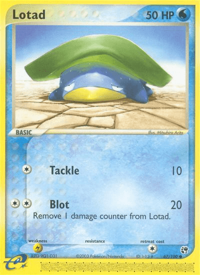 Lotad - 67/100 — Sandstorm Pokémon TCG card by Mitsuhiro Arita