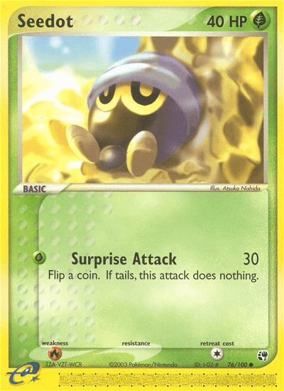 Seedot - 76/100 — Sandstorm Pokémon TCG card by Atsuko Nishida