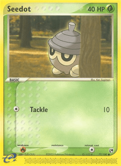 Seedot - 77/100 — Sandstorm Pokémon TCG card by Ken Sugimori
