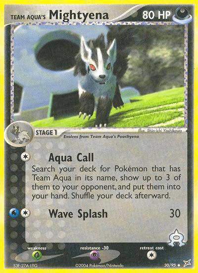 Team Aqua's Mightyena - 30/95 — Team Magma vs Team Aqua Pokémon TCG card by Shin-ichi Yoshikawa