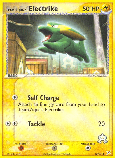 Team Aqua's Electrike - 53/95 — Team Magma vs Team Aqua Pokémon TCG card by M. Akiyama