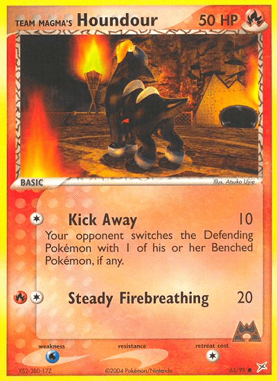 Team Magma's Houndour - 63/95 — Team Magma vs Team Aqua Pokémon TCG card by Atsuko Nishida