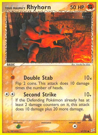 Team Magma's Rhyhorn - 67/95 — Team Magma vs Team Aqua Pokémon TCG card by Ken Sugimori