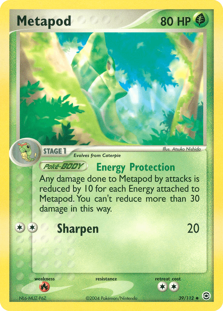 Metapod — FireRed & LeafGreen Pokémon TCG card by Atsuko Nishida