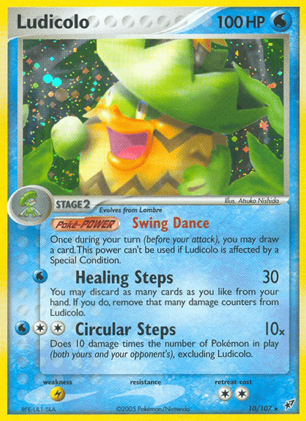 Ludicolo - 010/107 — Deoxys Pokémon TCG card by Atsuko Nishida