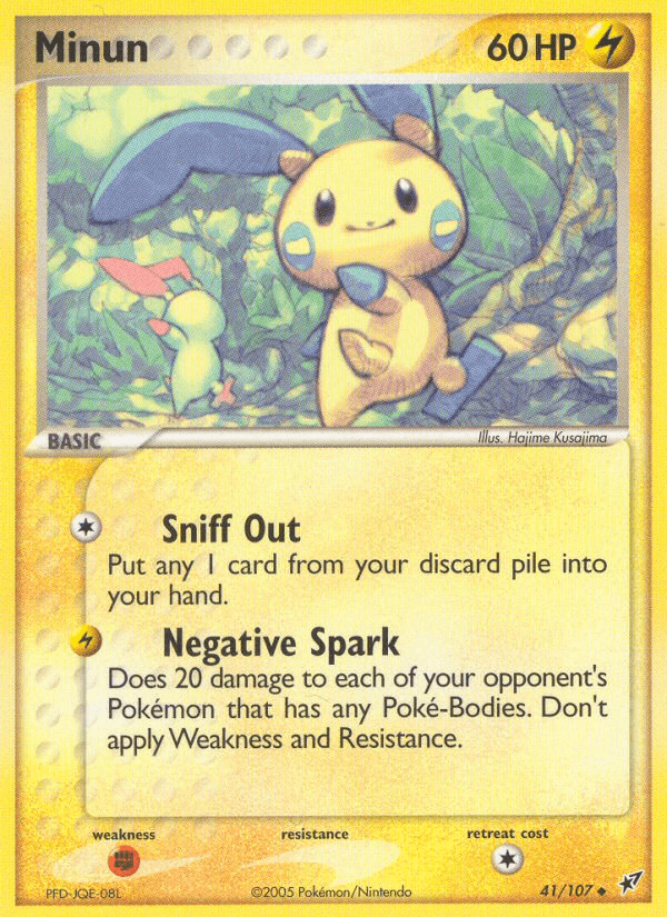 Minun — Deoxys Pokémon TCG card by Hajime Kusajima