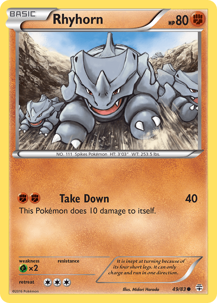 Rhyhorn — Generations Pokémon TCG card by Midori Harada