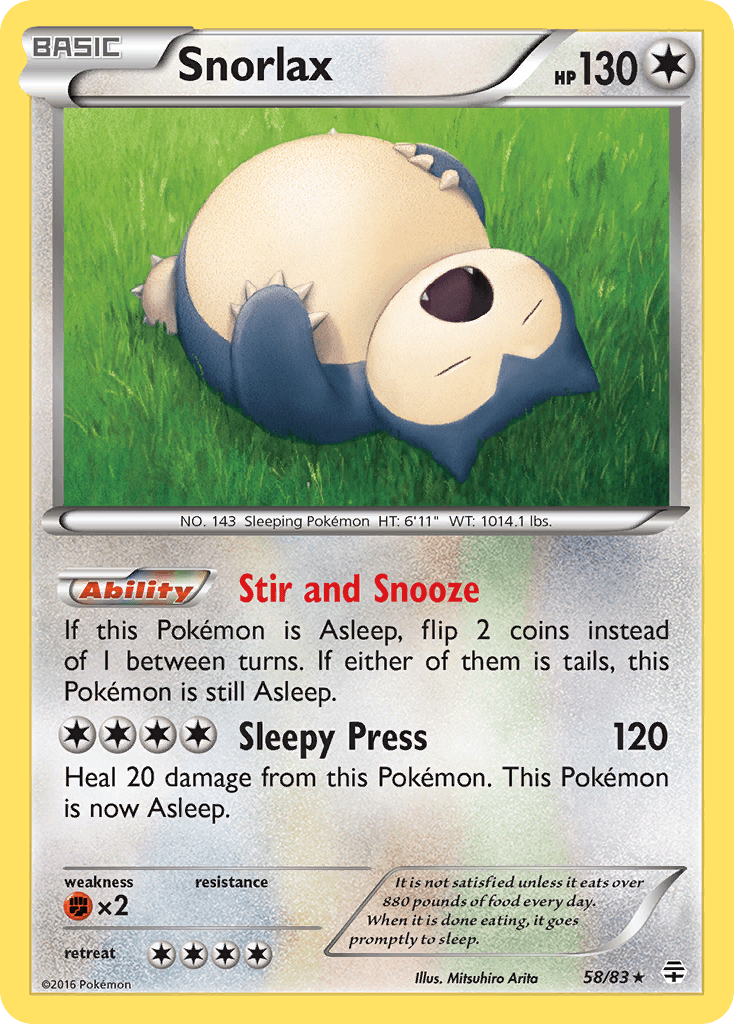 Snorlax — Generations Pokémon TCG card by Mitsuhiro Arita