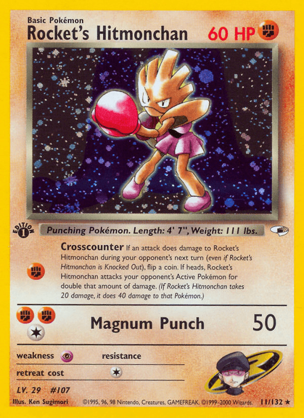 Rocket's Hitmonchan — Gym Heroes Pokémon TCG card by Ken Sugimori
