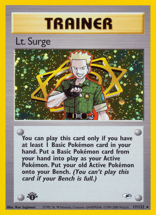 Lt. Surge (17) — Gym Heroes Pokémon TCG card by Ken Sugimori