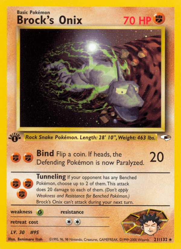 Brock's Onix (21) — Gym Heroes Pokémon TCG card by Benimaru Itoh