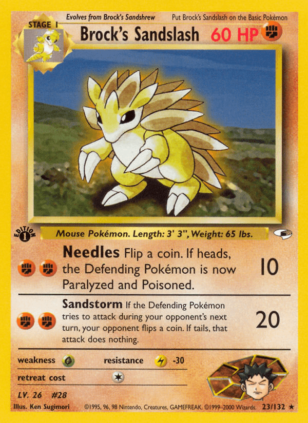 Brock's Sandslash — Gym Heroes Pokémon TCG card by Ken Sugimori