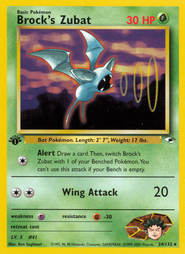 Brock's Zubat (24) — Gym Heroes Pokémon TCG card by Ken Sugimori