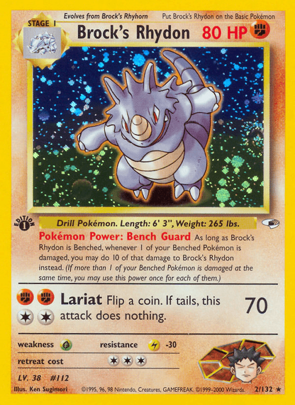 Brock's Rhydon — Gym Heroes Pokémon TCG card by Ken Sugimori