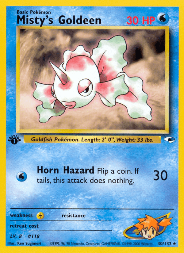 Misty's Goldeen (30) — Gym Heroes Pokémon TCG card by Ken Sugimori