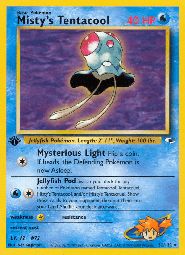 Misty's Tentacool (32) — Gym Heroes Pokémon TCG card by Ken Sugimori