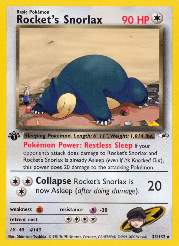 Rocket's Snorlax — Gym Heroes Pokémon TCG card by Shin-ichi Yoshida