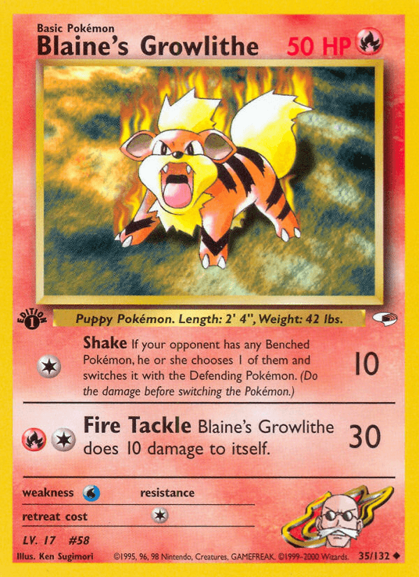 Blaine's Growlithe (35) — Gym Heroes