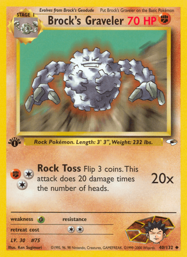 Brock's Graveler — Gym Heroes Pokémon TCG card by Ken Sugimori
