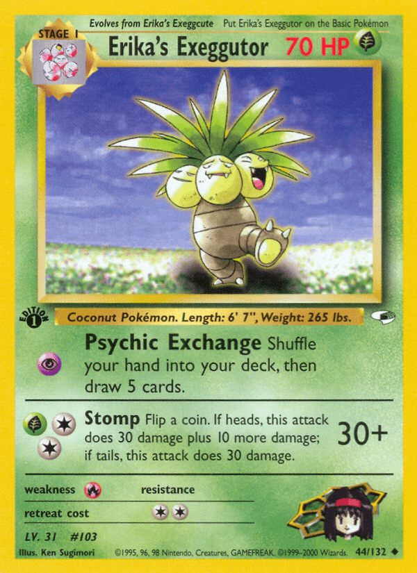 Erika's Exeggutor — Gym Heroes Pokémon TCG card by Ken Sugimori