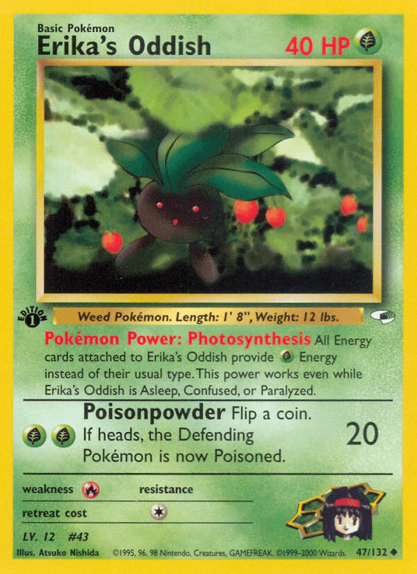 Erika's Oddish (47) — Gym Heroes Pokémon TCG card by Atsuko Nishida