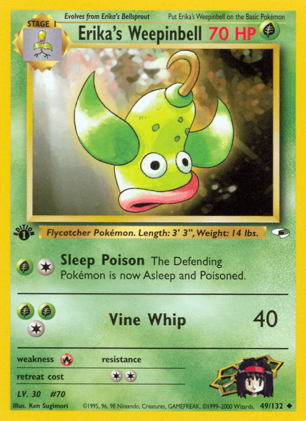 Erika's Weepinbell (49) — Gym Heroes Pokémon TCG card by Ken Sugimori