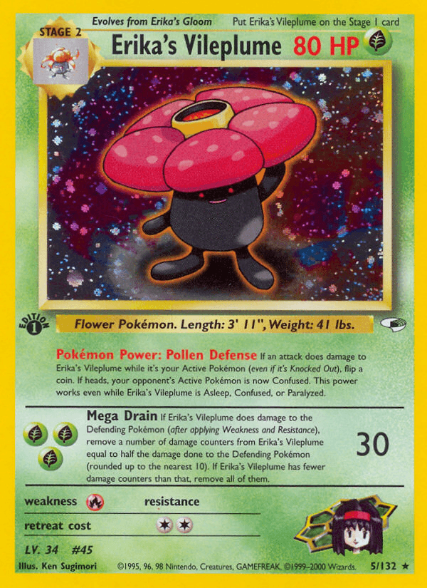 Erika's Vileplume — Gym Heroes Pokémon TCG card by Ken Sugimori
