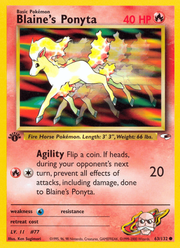 Blaine's Ponyta — Gym Heroes Pokémon TCG card by Ken Sugimori