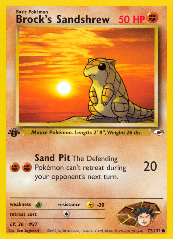 Brock's Sandshrew (72) — Gym Heroes Pokémon TCG card by Ken Sugimori