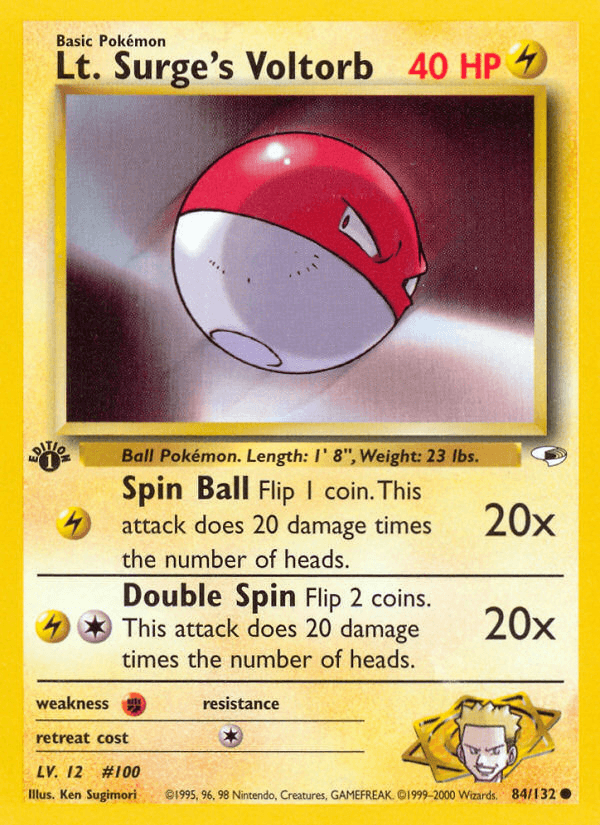 Lt. Surge's Voltorb — Gym Heroes Pokémon TCG card by Ken Sugimori