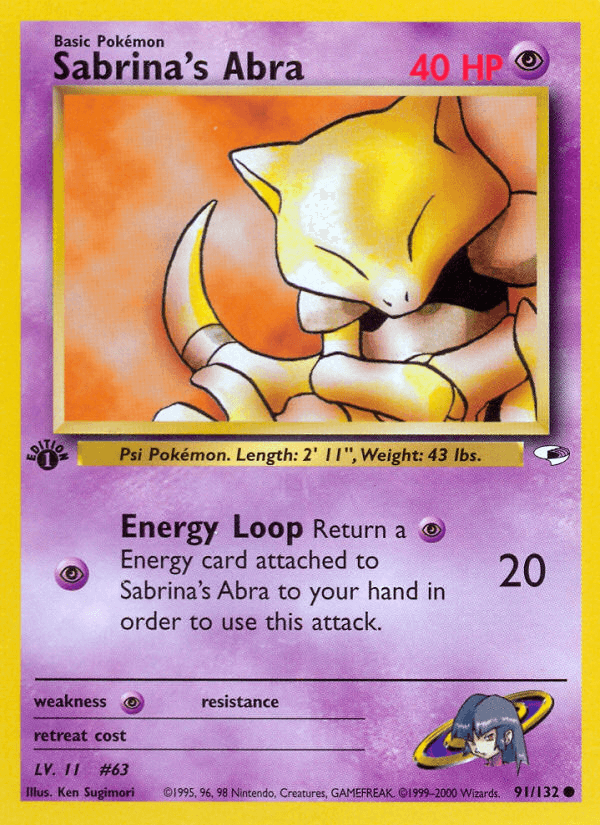 Sabrina's Abra — Gym Heroes Pokémon TCG card by Ken Sugimori