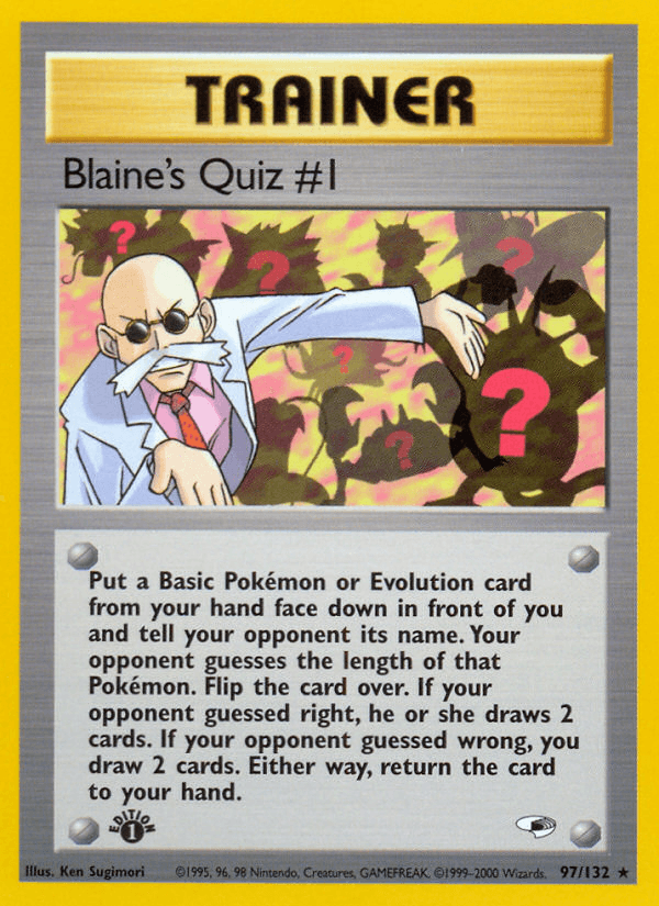 Blaine's Quiz #1 — Gym Heroes Pokémon TCG card by Ken Sugimori
