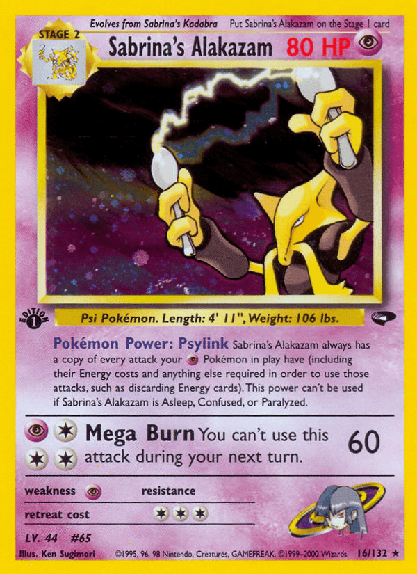 Sabrina's Alakazam — Gym Challenge Pokémon TCG card by Ken Sugimori